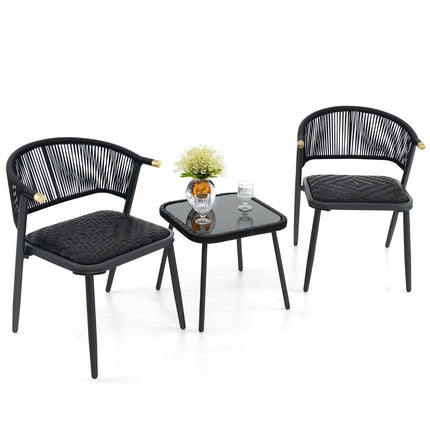Rattan garden furniture set balcony set with 2 chairs and table balcony furniture mixed brown