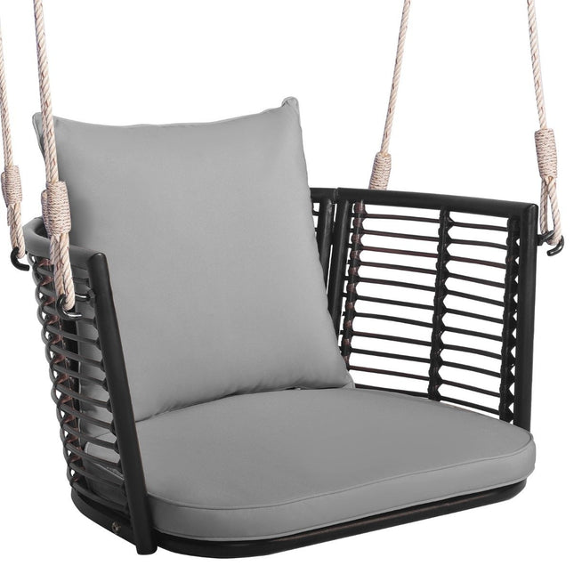 Rattan hanging chair with a load capacity of up to 180 kg, hanging seat with cushions &amp; Gray metal frame