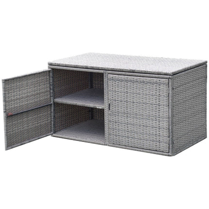 Rattan patio box with 335 L capacity 115 x 60 x 65 cm Gray