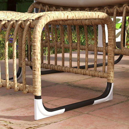 Rattan outdoor chair with footstool - UV resistant and cushioned