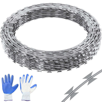 Razor Barbed Wire, Galvanized, 75 m, 5 Rolls