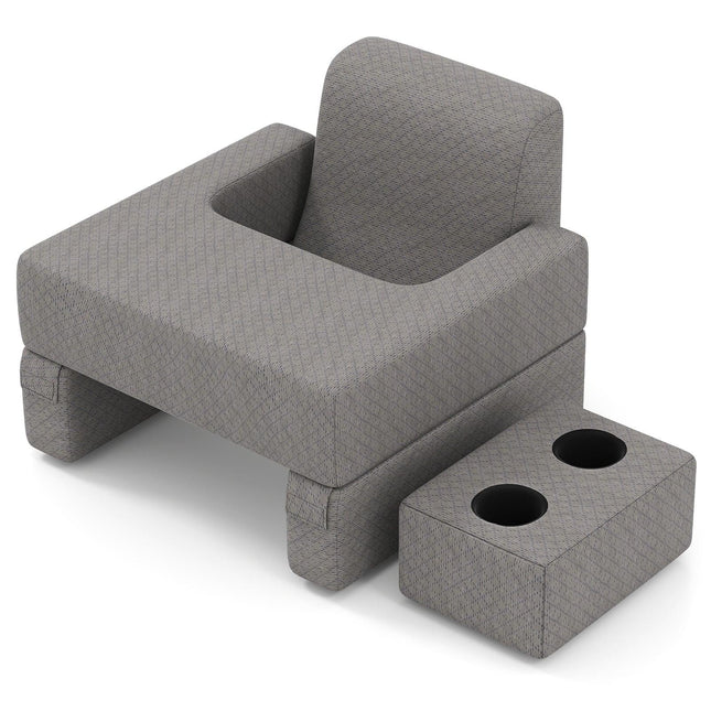 Reading Pillow with Cup Holder – Ergonomic Backrest, Gray