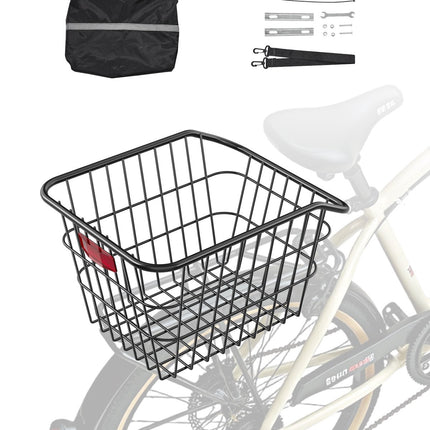 Rear Bike Basket, Metal Wire, 50 lb, Cover, Tail Light