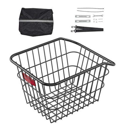Rear Bike Basket, Metal Wire, 50 lb, Cover, Tail Light