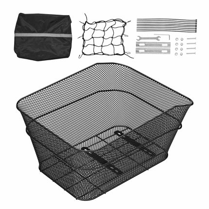 Rear Bike Basket, Wire Mesh, Cargo Net, Waterproof Cover