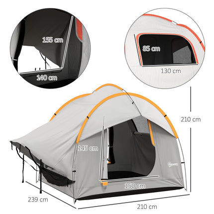 Dome tent for 6 people tailgate, 3 doors and windows, polyester