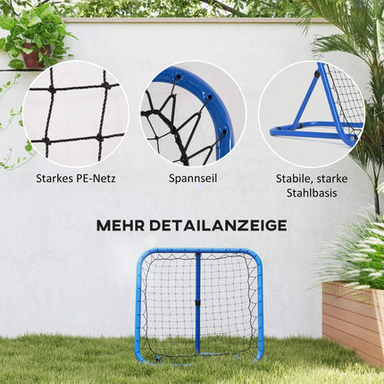 Adjustable football rebounder in metal 63 x 63 cm, blue