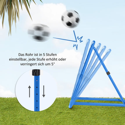 Adjustable football rebounder in metal 63 x 63 cm, blue