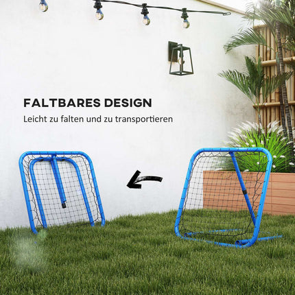 Adjustable football rebounder in metal 63 x 63 cm, blue