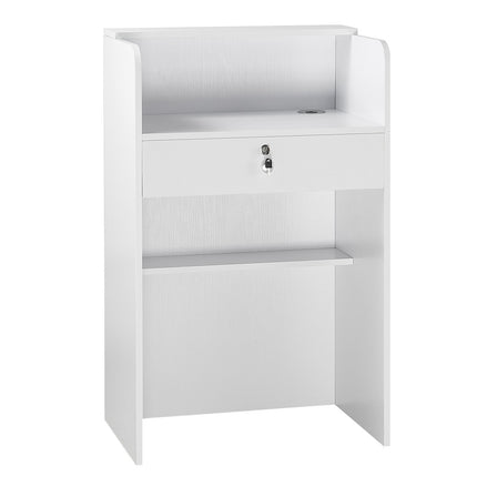 Reception Desk 60 cm, White, Lockable Drawer