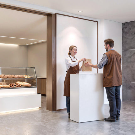 Reception Desk 60 cm, White, Lockable Drawer