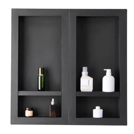 Recessed Shower Niche Set, 40.6 x 81.3 cm, Black, Movable Shelf