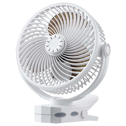 Rechargeable Clip-On Fan, USB-C, 4 Speeds, White