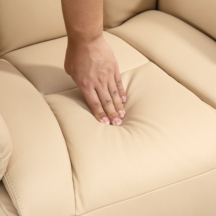 Recliner Chair, Faux Leather, 360° Swivel, Beige