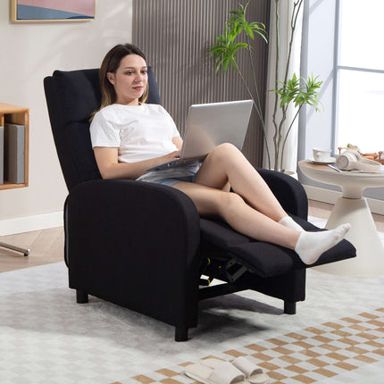 Recliner Chair, Linen-Look Fabric, Black, Adjustable to 155º