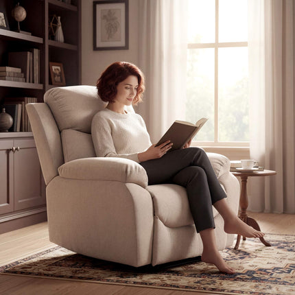 Recliner Chair, Manual Recline, Linen Look, Beige