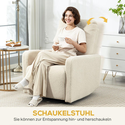 Recliner Chair with Adjustable Backrest, Fleece Cover, Beige