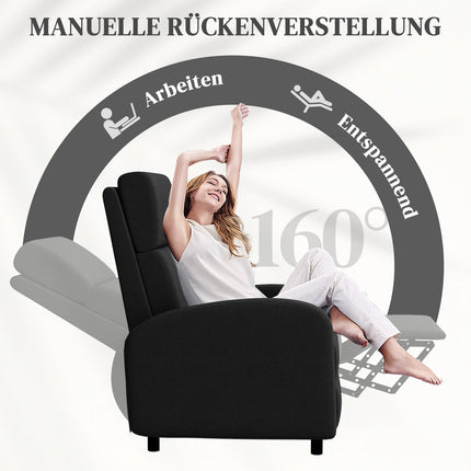 Recliner Chair with Adjustable Backrest and Footrest, Black