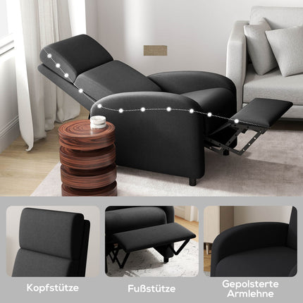 Recliner Chair with Adjustable Backrest and Footrest, Black