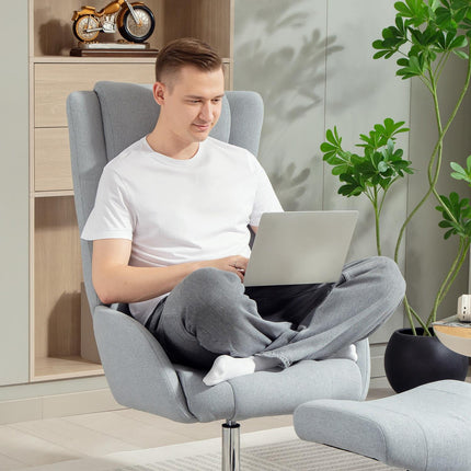 Recliner Chair with Ottoman, Armrests, Gray