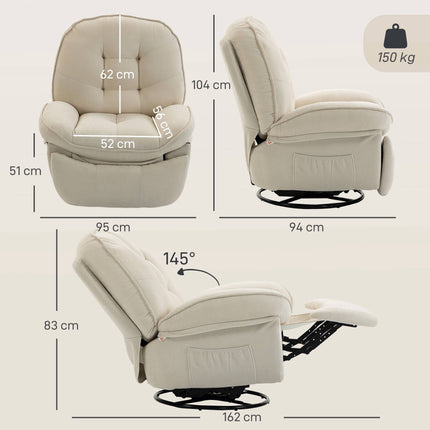 Recliner Chair with Swivel, Rocking & Recline Function