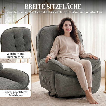 Recliner Chair with Swivel, Rocking & Reclining Function