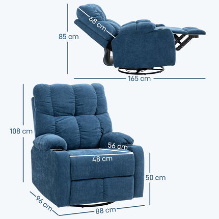Recliner Chair with Swivel and Rocking Function, Dark Blue