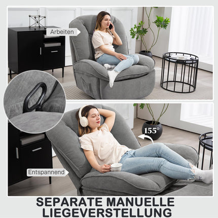 Recliner Chair with Swivel, Rocking, Footrest, Dark Grey