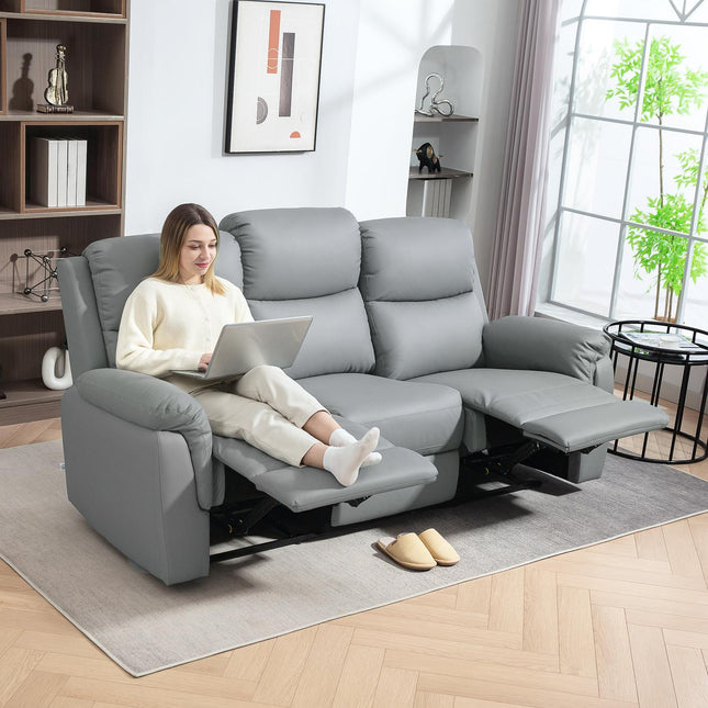 Rozkładana sofa 3-osobowa, skóra ekologiczna, ciemnoszary