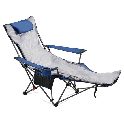 Reclining Camping Chair, 4-Position Folding, Footrest, Cushion