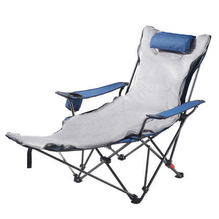 Reclining Camping Chair, 4-Position Folding, Footrest, Cushion