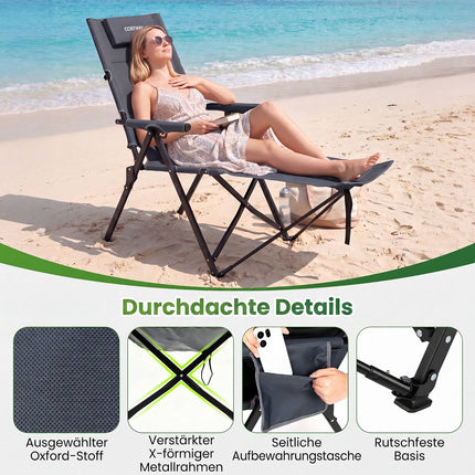 Reclining Camping Chair with Footrest, Portable & Foldable
