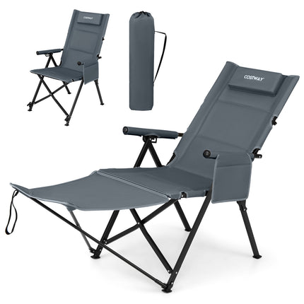 Reclining Camping Chair with Footrest, Portable & Foldable