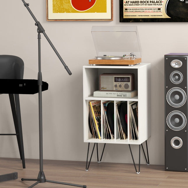 Record Player Stand, 3-Tier Vinyl Storage With Charging