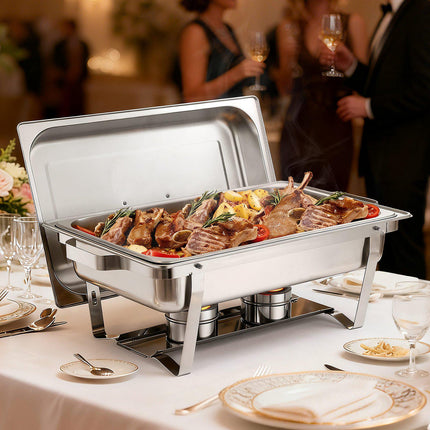 Rectangle Chafing Dish Set, 2-Pack 9 Qt Stainless Steel with Lids
