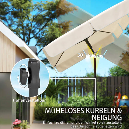 Rectangular Balcony Umbrella, Water-Repellent, 183x122 cm
