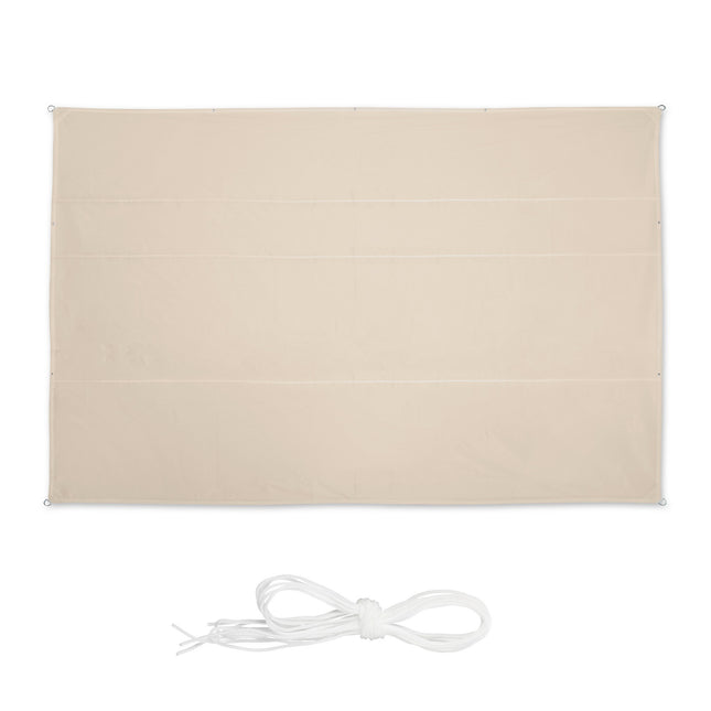 Rechthoekig beige schaduwdoek voor terras, UV-bescherming