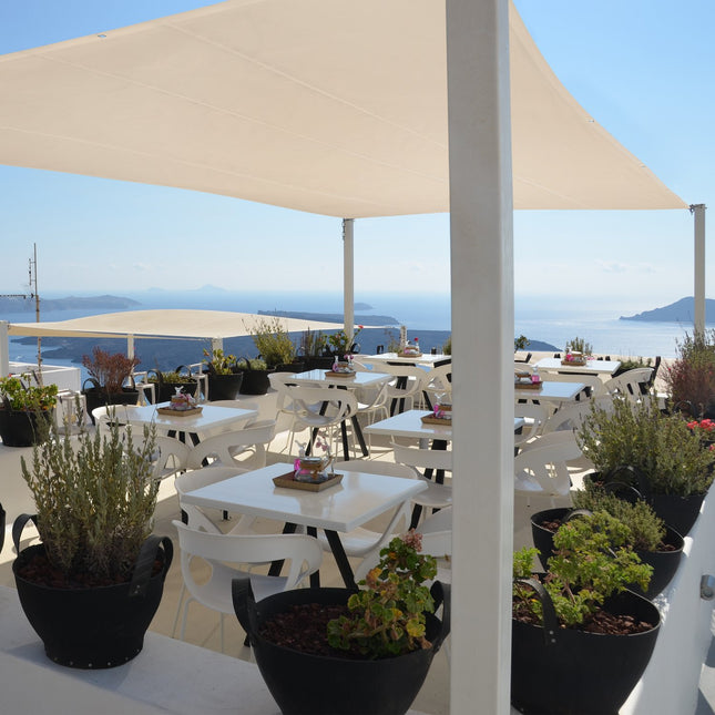 Rechthoekig beige schaduwdoek voor terras, UV-bescherming