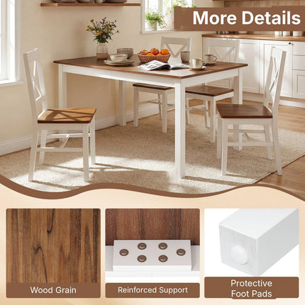 Rectangular Dining Table for 6 with Solid Rubber Wood Legs, 60 Inch, Brown