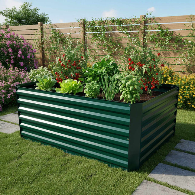 Rectangular Galvanized Metal Planter – Raised Garden Bed