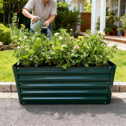 Rectangular Galvanized Metal Planter – Raised Garden Bed