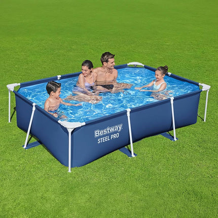 Rectangular Garden Frame Pool 259 x 170 x 61 cm, 3-Layer PVC, Tool-Free Assembly
