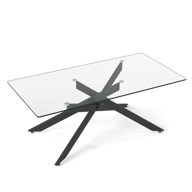 Rectangular Glass Coffee Table, Black, 120x60 cm