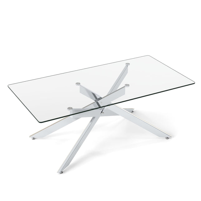 Rectangular Glass Coffee Table, Tempered Glass, 120x60 cm