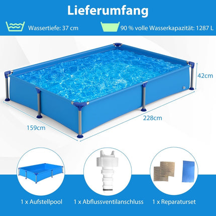 Rectangular Metal Frame Kids Pool, 2.28m x 1.59m x 42cm