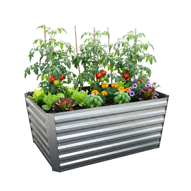 Rectangular Metal Planter – Raised Garden Bed, Galvanized