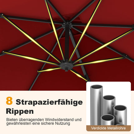 Rectangular Patio Umbrella 250x250 cm with Crank, Red