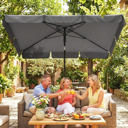 Rectangular Patio Umbrella, Water-Resistant, Dark Grey
