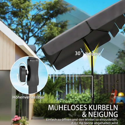 Rectangular Patio Umbrella, Water-Resistant, Dark Grey