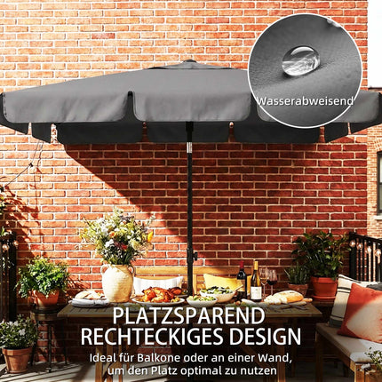 Rectangular Patio Umbrella, Water-Resistant, Dark Grey